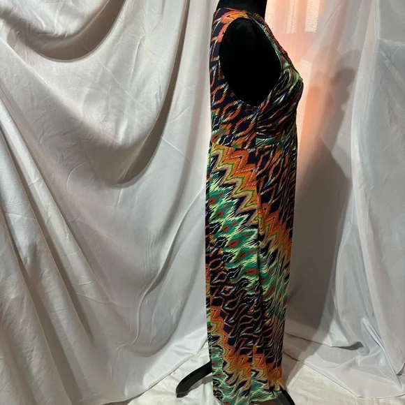 NY Collection Multi color Sleeveless Maxi Dress, Size:L
